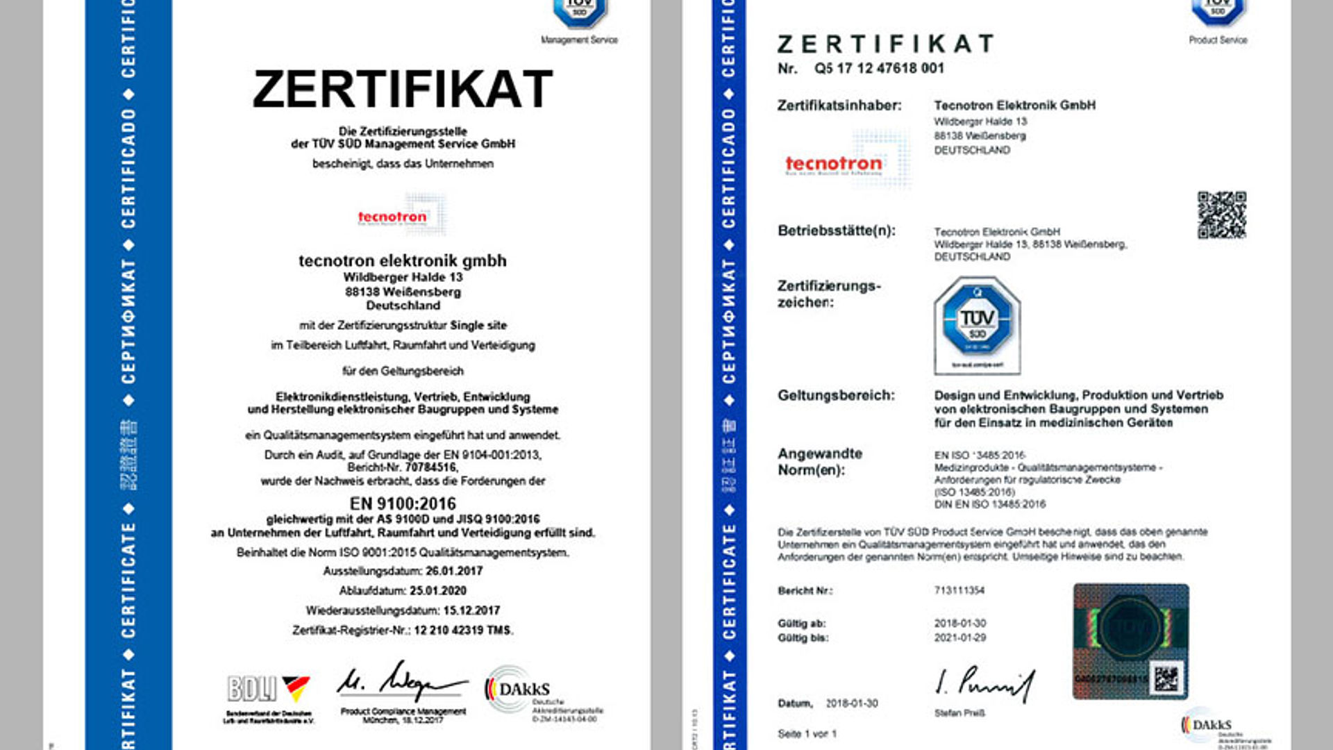 Tecnortron Tuev Zertifikate